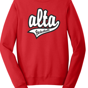 Alta Hawks Basketball Red Script Crewneck Sweatshirt