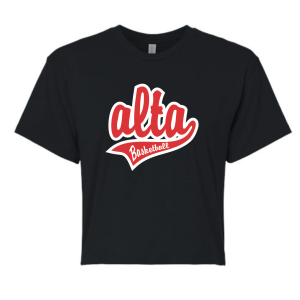Alta "BBall Script" Women's Black Crop T-shirt